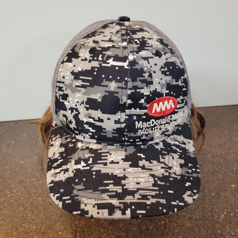 Richardson Trucker Hat Mens Gray Black Digital Camo Mesh Adjustable Snapback Cap